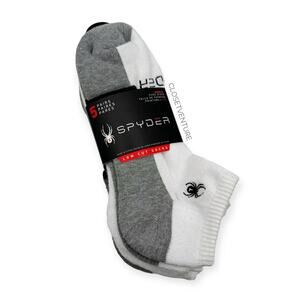 Spyder Low Cut White Grey 5 Pairs Socks Men’s Size 6-12